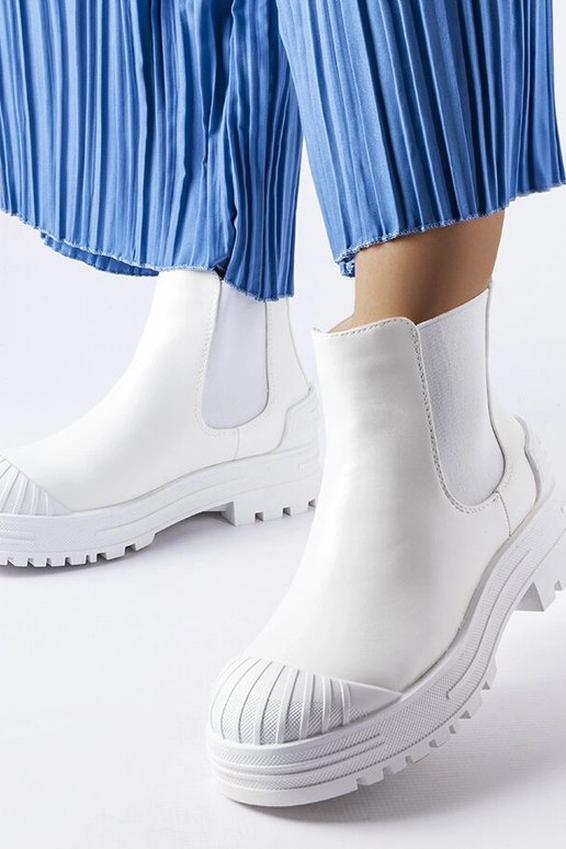 Hvide Lange Workers med gummiindlæg