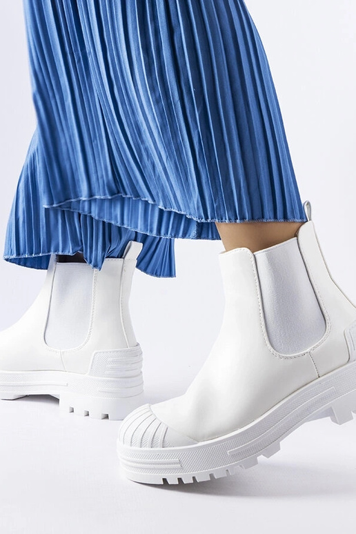 Hvide Lange Workers med gummiindlæg