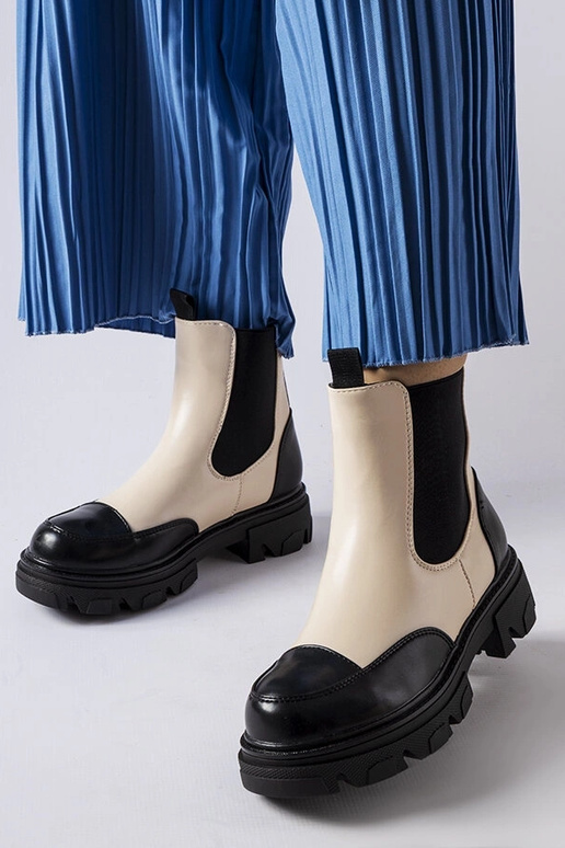 Albany sorte og beige slip-on støvler