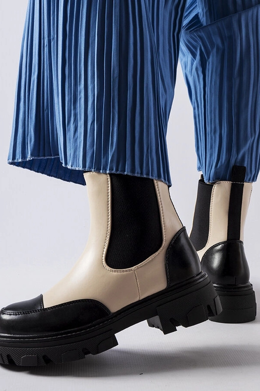 Albany sorte og beige slip-on støvler