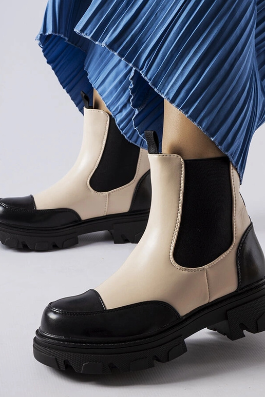 Albany sorte og beige slip-on støvler