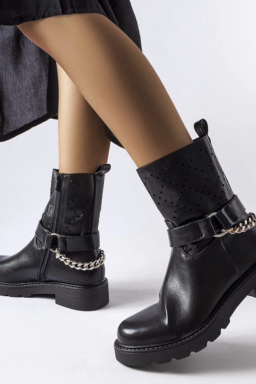 Sorte gennembrudte ankelstøvler med...