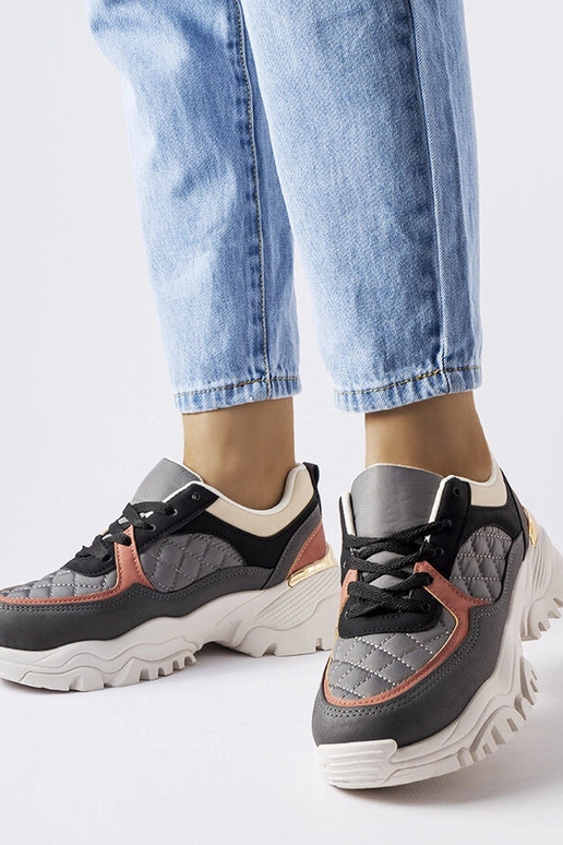 Grå sneakers med farverige indlæg...