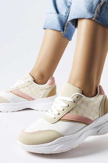 Beige og hvide sneakers med... 2