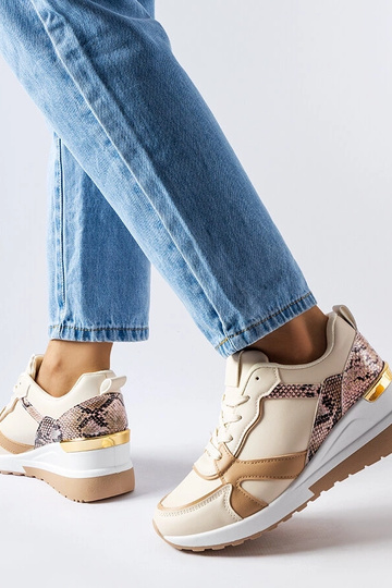 Beige Leopoldo wedge sneakers