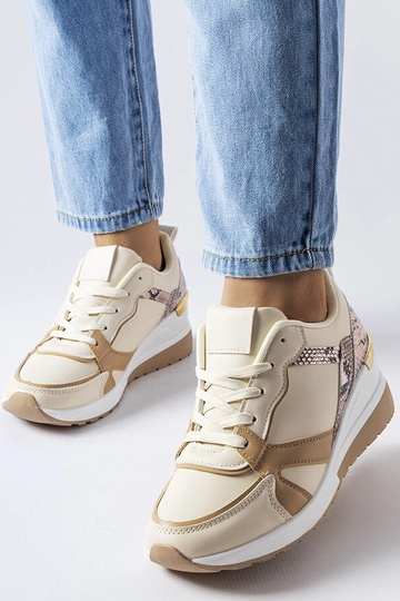 Beige Leopoldo wedge sneakers 2