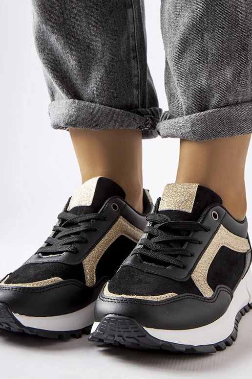 Sorte sneakers med glitterdekoration...