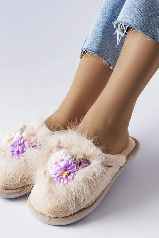 Beige dametøfler Moly