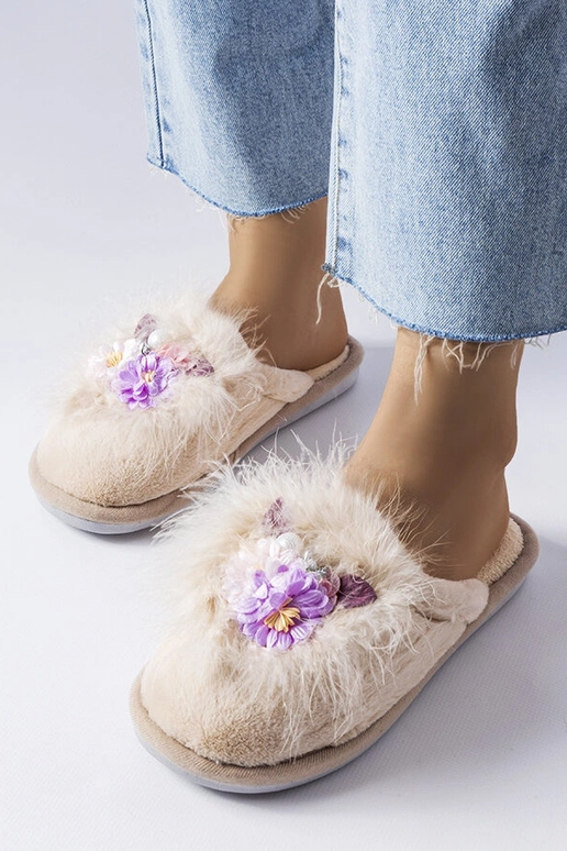 Beige dametøfler Moly