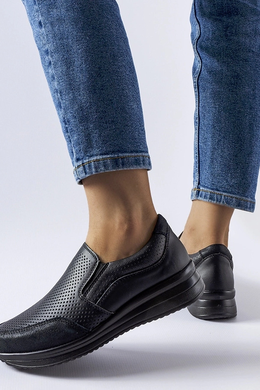 Sorte gennembrudte kile sneakers Rhéaume