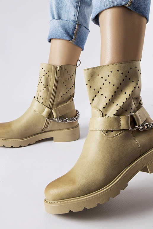 Grønne gennembrudte ankelstøvler med...