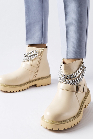 Beige ankelstøvler med...