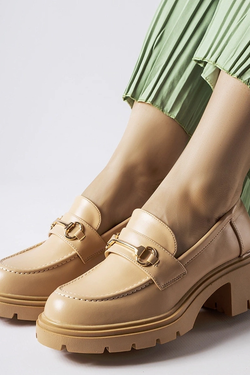 Zandkleurige halfhoge schoenen met...