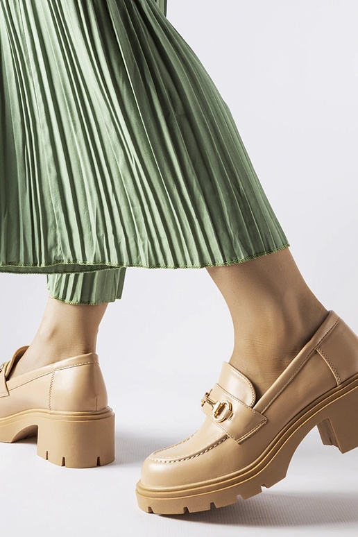 Zandkleurige halfhoge schoenen met...