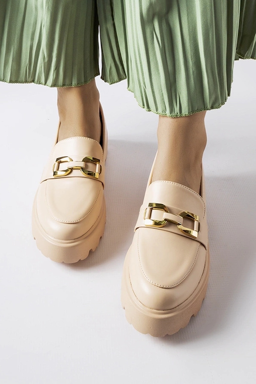 Beige dame loafers dekoreret med... Beige dame loafers dekoreret med...