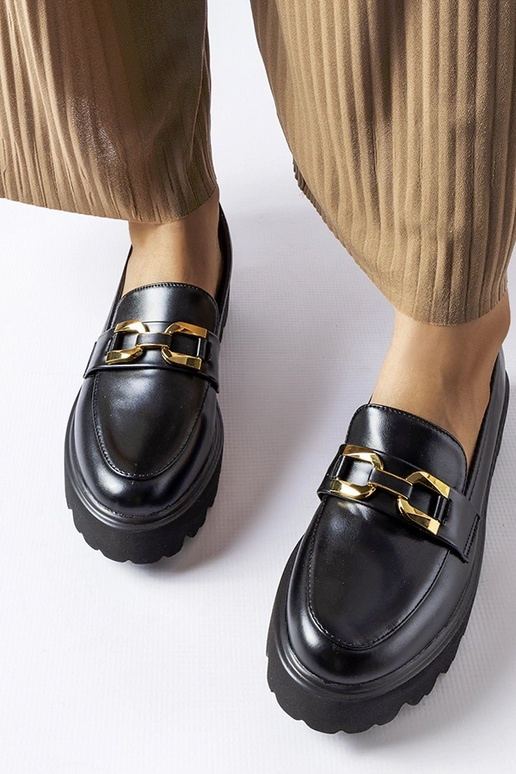 Zwarte dames mocassins met gesp,...