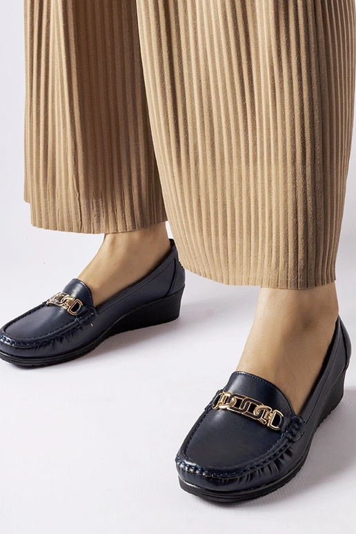 Marineblå Lerino loafers med kilespænde Marineblå Lerino loafers med kilespænde