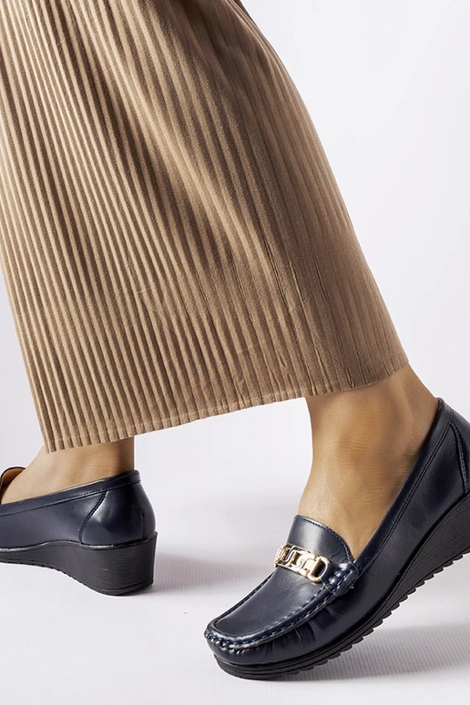 Marineblå Lerino loafers med kilespænde Marineblå Lerino loafers med kilespænde