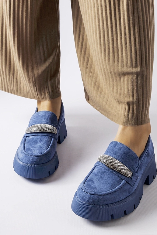 Blå mokkasiner med zirkoner Macario Blå mokkasiner med zirkoner Macario