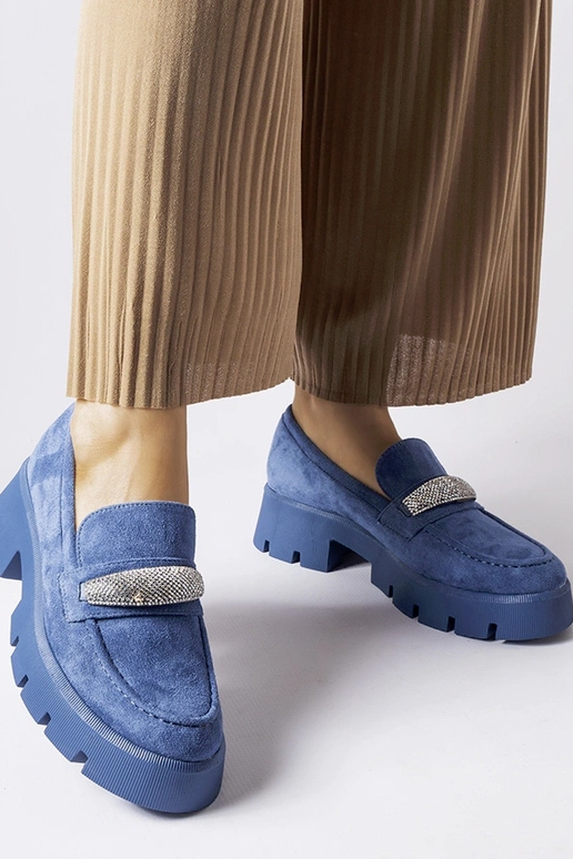 Blå mokkasiner med zirkoner Macario Blå mokkasiner med zirkoner Macario