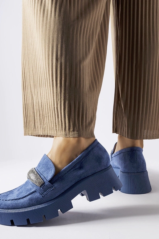 Blå mokkasiner med zirkoner Macario Blå mokkasiner med zirkoner Macario