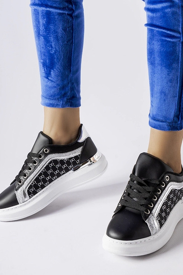 Sorte sneakers med sølv Leo...