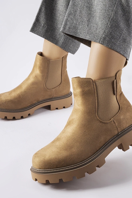 Zandkleurige winterankle boots, „Big...