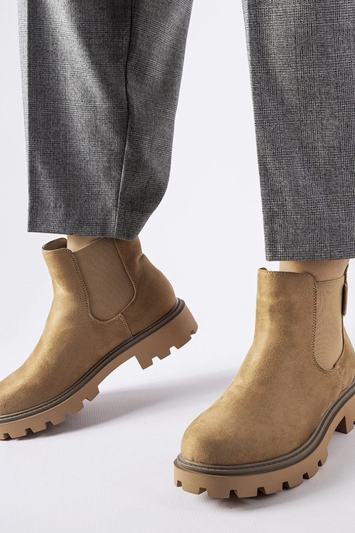 Zandkleurige winterankle boots, „Big...