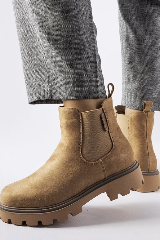 Zandkleurige winterankle boots, „Big...