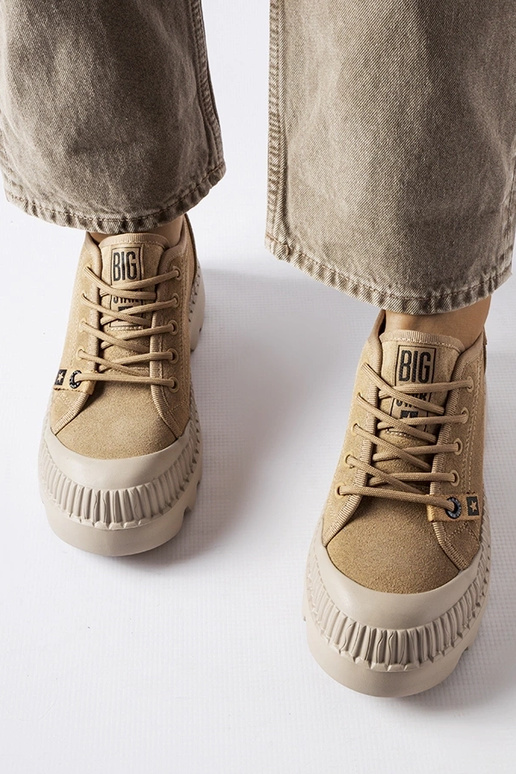 Beige læder sneakers Big Star KK274511