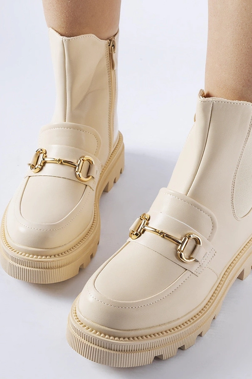 Beige ankelstøvler med synlig...