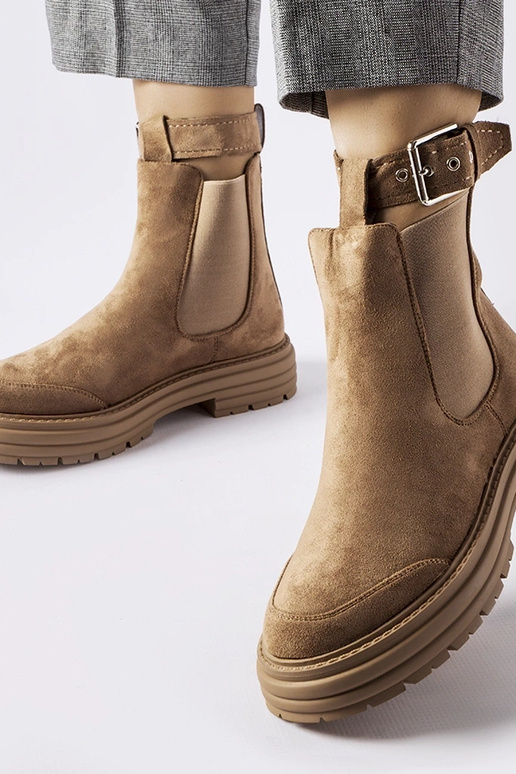 Brune ankelstøvler med dekorativt lås...