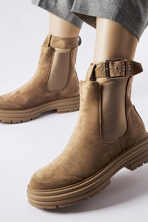 Brune ankelstøvler med dekorativt lås...