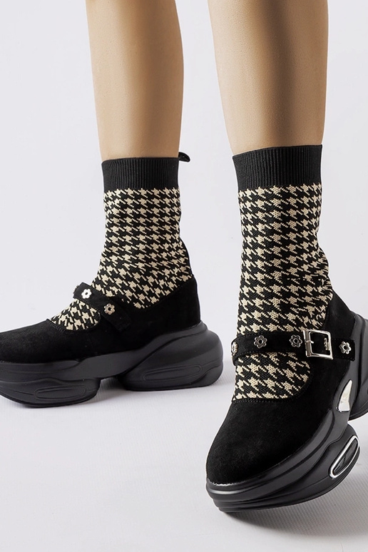 Ivans sorte houndstooth ankelstøvler