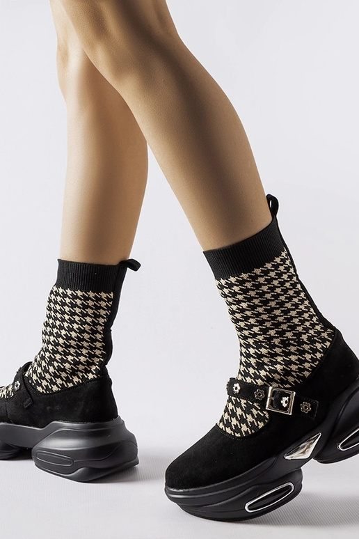 Ivans sorte houndstooth ankelstøvler