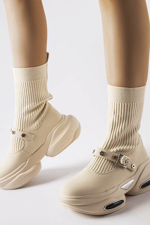 Cremefarvet ankelstøvler med...