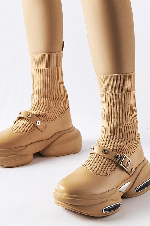 Ivana beige strømpestøvler