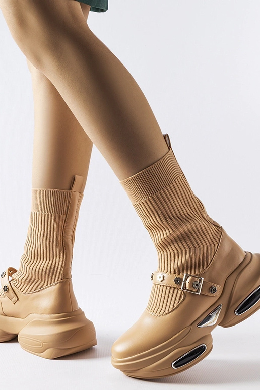 Ivana beige strømpestøvler