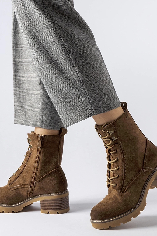 Brune ankelstøvler med snøre Clementina