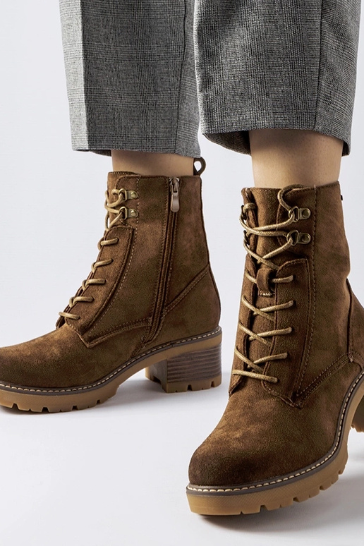 Brune ankelstøvler med snøre Clementina