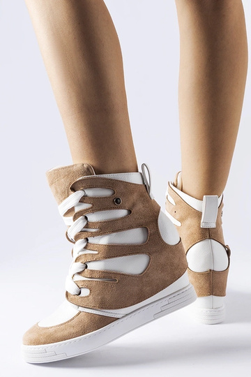 Hvide og beige wedge sneakers fra Pantaleone