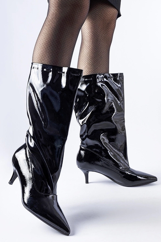 Sorte lavhælede støvler Clinton