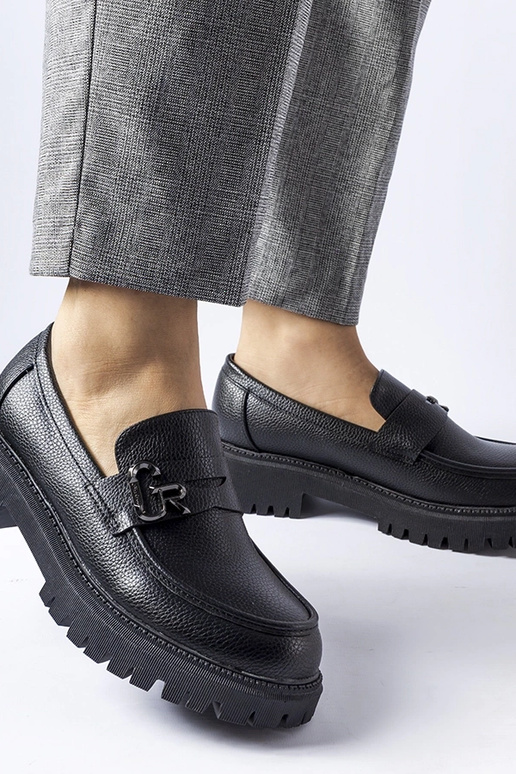 Zwarte klassieke mocassins met gesp,...