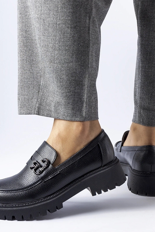 Zwarte klassieke mocassins met gesp,...