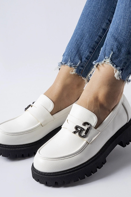 Sorte og hvide Francesca spænde loafers Sorte og hvide Francesca spænde loafers