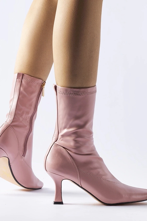 Pink ankelstøvler med lav hæl Luisella