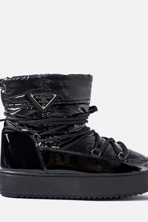 Zwarte lak snowboots met elastiek...