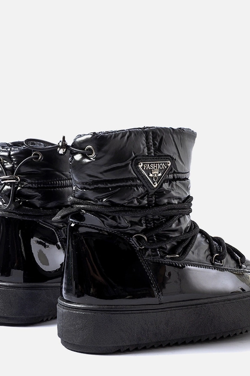 Zwarte lak snowboots met elastiek...