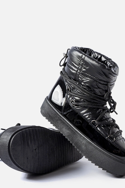 Zwarte lak snowboots met elastiek...