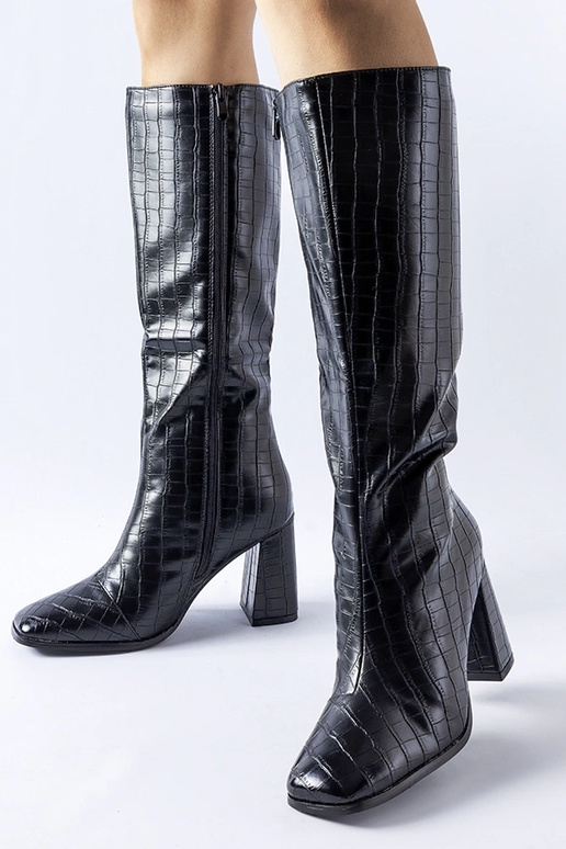 Zwarte gevoerde laarzen op hak Ferruccio